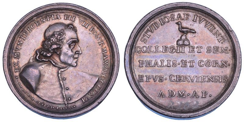 STATO PONTIFICIO. PIO VII (Barnaba Chiaramonti), 1800-1823. Medaglia premio 1816 in argento. Seminario di Montefiascone.  - Auction Numismatics - Cambi Casa d'Aste