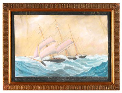 Ex Voto, Barca Cassinello in Tempesta, gouache su carta