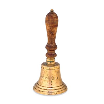 Campana di bordo in ottone e legno, altezza cm 34