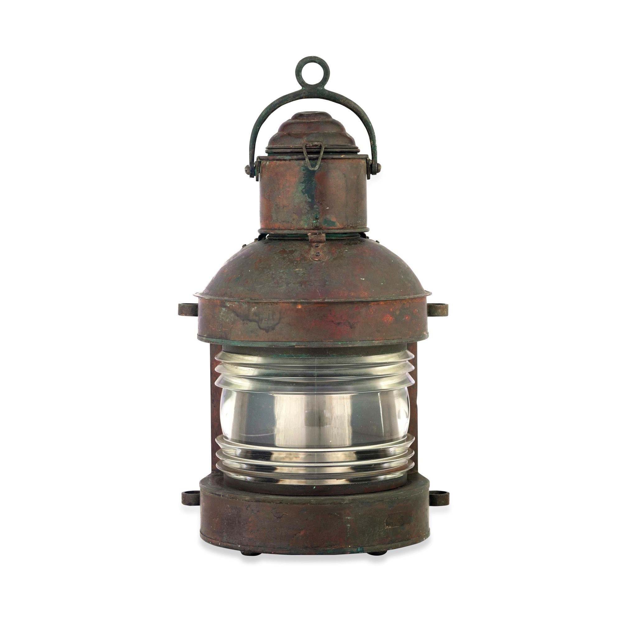 Fanale di bordo in rame, dimensioni 30x30x55 cm
