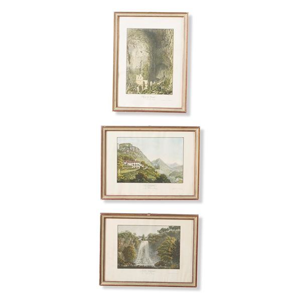 Tre stampe XX secolo con vedute della Brianza