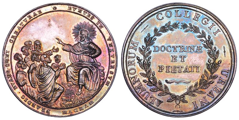 STATO PONTIFICIO. PIO VII (Barnaba Chiaramonti), 1800-1823. Medaglia in argento s.d. (attribuibile a Pio VII). Associazione alunni accademia San Luca.  - Auction Numismatics - Cambi Casa d'Aste