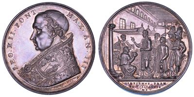 Annibale Sermattei della Genga, Medaglia annuale in argento del Stato Pontificio, Leone XII, 1826