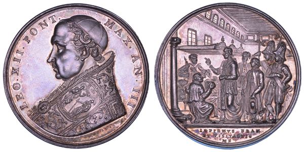 STATO PONTIFICIO. LEONE XII (Annibale Sermattei della Genga), 1823-1829. Medaglia annuale in argento 1826/A. III. Provvedimenti a favore della sanità pubblica.