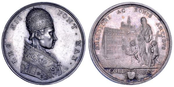 STATO PONTIFICIO. LEONE XII (Annibale Sermattei della Genga), 1823-1829. Medaglia premio in argento s.d. Premio per gli allievi del Collegio romano.