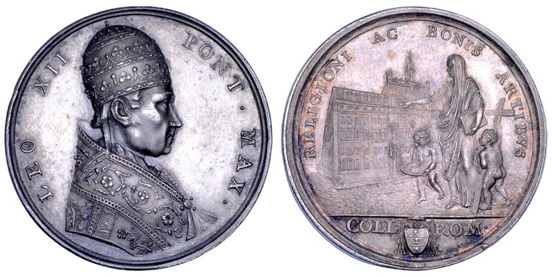 STATO PONTIFICIO. LEONE XII (Annibale Sermattei della Genga), 1823-1829. Medaglia premio in argento s.d. Premio per gli allievi del Collegio romano.  - Asta Numismatica - Cambi Casa d'Aste