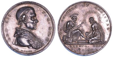 Annibale Sermattei della Genga, Medaglia in argento con il busto di Leone XII e la Lavanda dei pi...