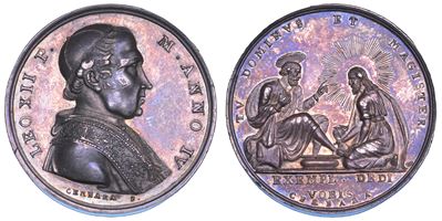 Annibale Sermattei della Genga, Medaglia in argento, Lavanda dei piedi del Giovedì Santo, 1827