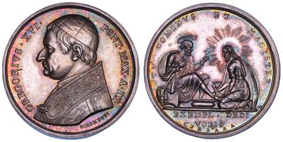 GREGORIO XVI, Medaglia in argento 'Lavanda dei piedi del Giovedì Santo' (1839)