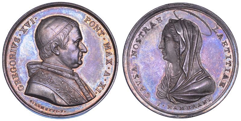 STATO PONTIFICIO. GREGORIO XVI (Bartolomeo Alberto Cappellari), 1831-1846. Medaglia in argento 1841/A.XI. Riconoscenza e devozione verso la Beata Vergine.  - Asta Numismatica - Cambi Casa d'Aste