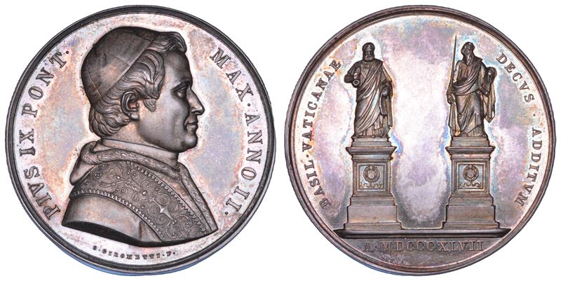 STATO PONTIFICIO. PIO IX (Giovanni Maria Mastai Ferretti), 1846-1878. Medaglia annuale in argento 1847/A.II.  - Auction Numismatics - Cambi Casa d'Aste