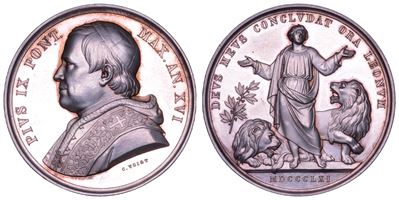 Pio IX, Medaglia annuale in argento 1861/A. Protesta contro i nemici dello Stato Pontificio