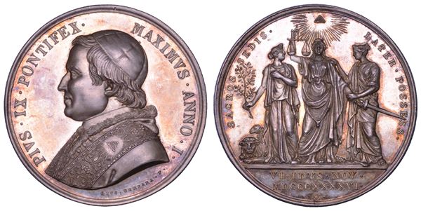 STATO PONTIFICIO. PIO IX (Giovanni Maria Mastai Ferretti), 1846-1878. Medaglia in argento 1846/A.I. Possesso del Laterano.