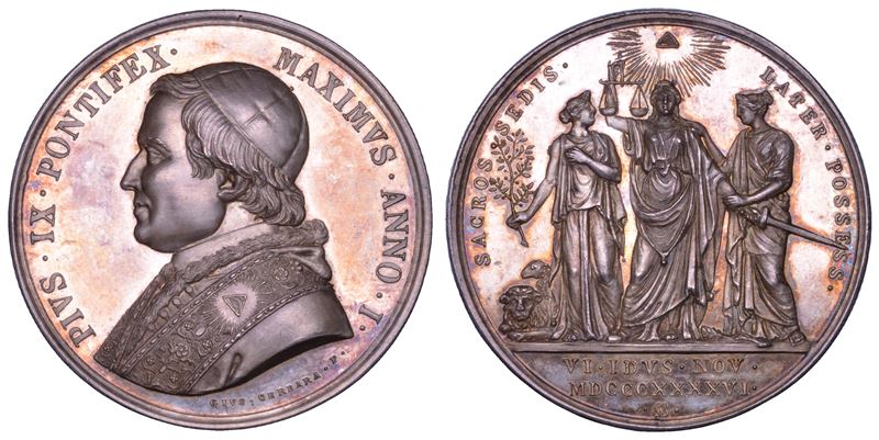 STATO PONTIFICIO. PIO IX (Giovanni Maria Mastai Ferretti), 1846-1878. Medaglia in argento 1846/A.I. Possesso del Laterano.  - Auction Numismatics - Cambi Casa d'Aste