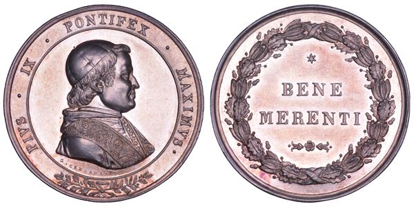 STATO PONTIFICIO. PIO IX (Giovanni Maria Mastai Ferretti), 1846-1878. Medaglia in argento s.d. Benemerenze civili e militari.
