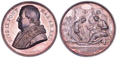 Pio IX (Giovanni Maria Mastai Ferretti), Medaglia in argento, Lavanda dei piedi del Giovedì Santo...