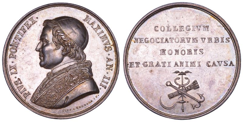 STATO PONTIFICIO. PIO IX (Giovanni Maria Mastai Ferretti), 1846-1878. Medaglia in argento (1848)/...