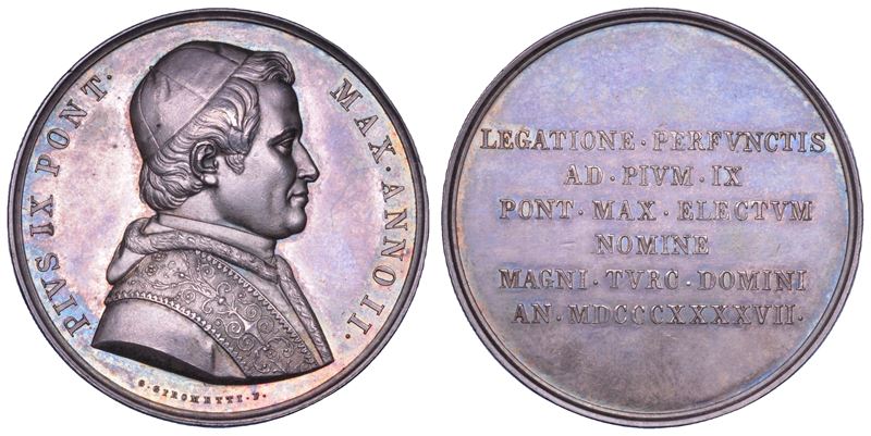 STATO PONTIFICIO. PIO IX (Giovanni Maria Mastai Ferretti), 1846-1878. Medaglia in argento 1847/A.II. Visita della Legazione Turca al Papa.  - Asta Numismatica - Cambi Casa d'Aste
