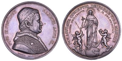 Pio IX, Medaglia in argento commemorativa del dogma dell'Immacolata Concezione, 1854