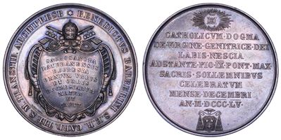 Pio IX (Giovanni Maria Mastai Ferretti), Medaglia in argento, 1855