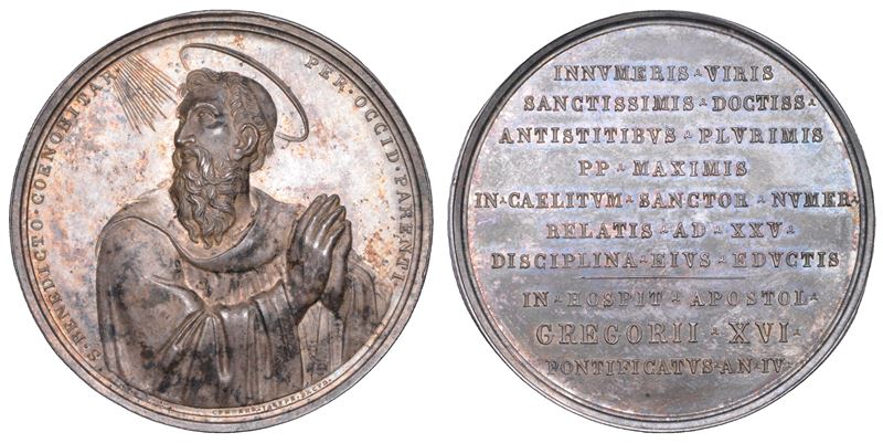 STATO PONTIFICIO. GREGORIO XVI (Bartolomeo Alberto Cappellari), 1831-1846. Medaglia in argento 1834/A. IV. Visita del Pontefice all'Ospizio Apostolico del San Michele a Roma.  - Asta Numismatica - Cambi Casa d'Aste
