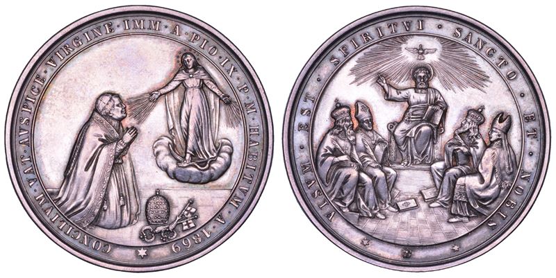 STATO PONTIFICIO. PIO IX (Giovanni Maria Mastai Ferretti), 1846-1878. Medaglia in argento 1869/(A.XXIV). 20° Concilio Ecumenico.  - Asta Numismatica - Cambi Casa d'Aste