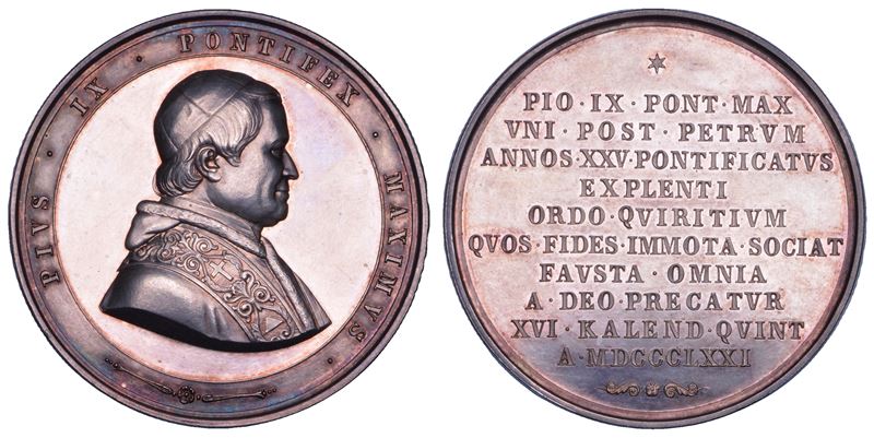 STATO PONTIFICIO. PIO IX (Giovanni Maria Mastai Ferretti), 1846-1878. Medaglia in argento 1871/(A.XXVI). 25° anno di pontificato.  - Auction Numismatics - Cambi Casa d'Aste