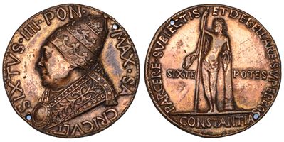 Sisto IV, Medaglia fusa con rappresentazione allegorica, 1481
