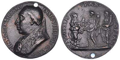 Innocenzo VIII (Giovanni Battista Cibo), Medaglia in bronzo, 1486