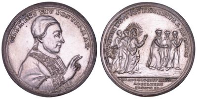 Clemente XIV, Medaglia in bronzo argentato, 1773