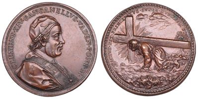 CLEMENTE XIV (Gian Vincenzo Antonio Ganganelli), Medaglia in bronzo, circa 1770