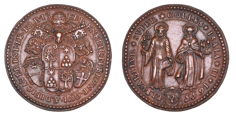 STATO PONTIFICIO. ALESSANDRO VII (Fabio Chigi), 1655-1667. Medaglia in bronzo 1655. Fondazione del monastero dei Padri Camaldolesi a Tizzano (Bologna).  - Auction Numismatics - Cambi Casa d'Aste