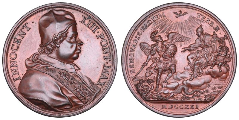 STATO PONTIFICIO. INNOCENZO XIII (Michelangelo Conti di Poli), 1721-1724. Medaglia in bronzo 1721 (A. I). Auspici per il riassetto della situazione politico-religiosa.  - Auction Numismatics - Cambi Casa d'Aste