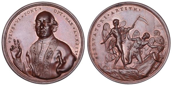 STATO PONTIFICIO. PIO VI (Giannangelo Braschi), 1775-1799. Medaglia in bronzo (1787)/A.XIII.
