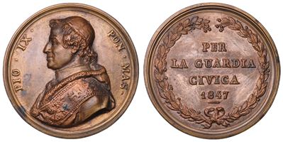 PIO IX, Medaglia commemorativa dell'elezione al Pontificato, 1847, bronzo