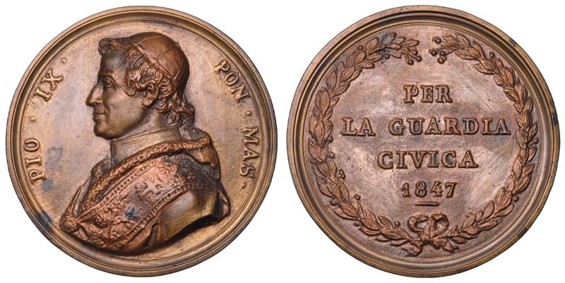 STATO PONTIFICIO. PIO IX (Giovanni Maria Mastai Ferretti), 1846-1878. Medaglia in bronzo 1847. Elezione al Pontificato.  - Asta Numismatica - Cambi Casa d'Aste