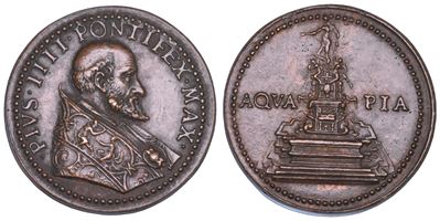 Medaglia in bronzo commemorativa di Pio IV (Gian Angelo Medici), 1563, con rappresentazione della...