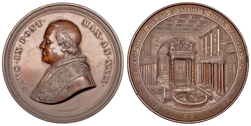 STATO PONTIFICIO. PIO IX (Giovanni Maria Mastai Ferretti), 1846-1878. Medaglia in bronzo di massi...