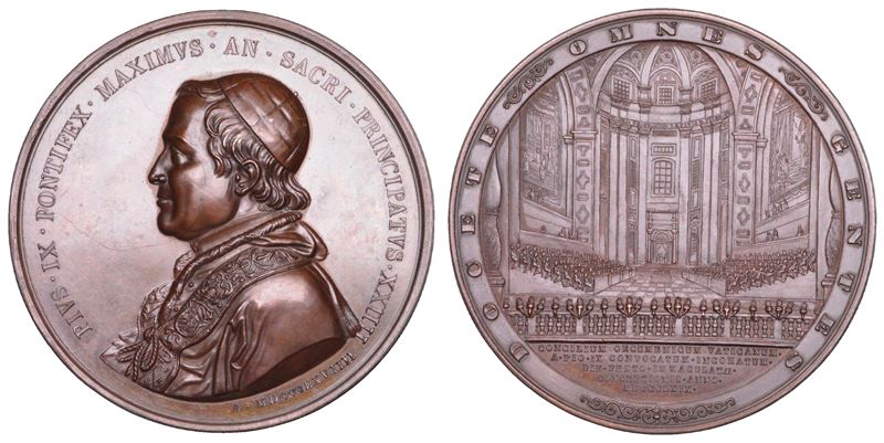 STATO PONTIFICIO. PIO IX (Giovanni Maria Mastai Ferretti), 1846-1878. Medaglia di massimo modulo in bronzo 1869/XXIIII. 20° Concilio Ecumenico.  - Asta Numismatica - Cambi Casa d'Aste