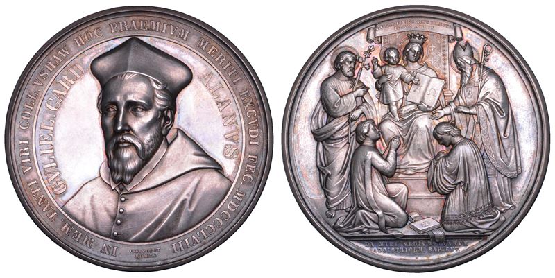 STATO PONTIFICIO. PIO IX (Giovanni Maria Mastai Ferretti), 1846-1878: durante il suo Pontificato. Medaglia premio in argento 1858. Seminario Ushaw College, (precedentemente St. Cuthbert's College).  - Asta Numismatica - Cambi Casa d'Aste