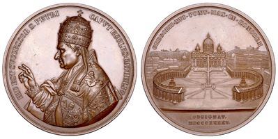Gregorio XVI, Medaglia in bronzo commemorativa del pontefice, 1845