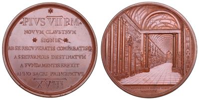 Pio VII (Barnaba Chiaramonti), Medaglia in bronzo commemorativa del corridoio Chiaramonti, 1819