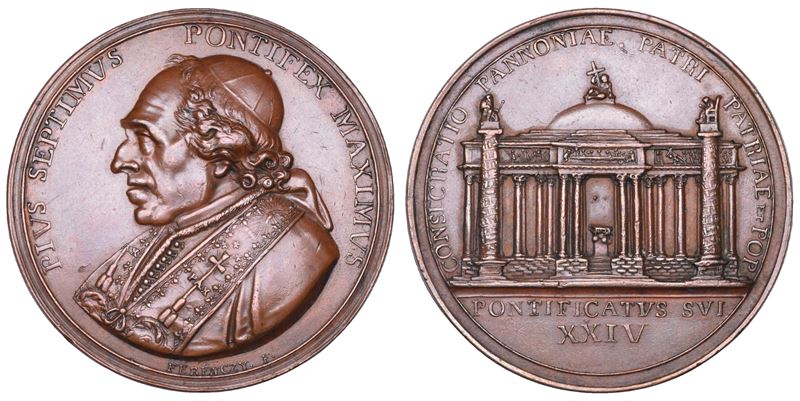 STATO PONTIFICIO. PIO VII (Barnaba Chiaramonti), 1800-1823. Medaglia in bronzo. La Cattedrale di Esztergom.  - Asta Numismatica - Cambi Casa d'Aste