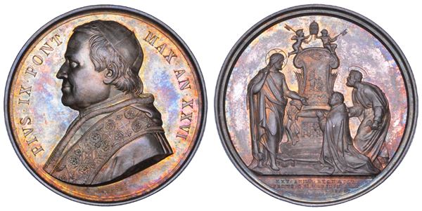 STATO PONTIFICIO. PIO IX (Giovanni Maria Mastai Ferretti), 1846-1878. Medaglia annuale in argento 1871/A. XXVI.
