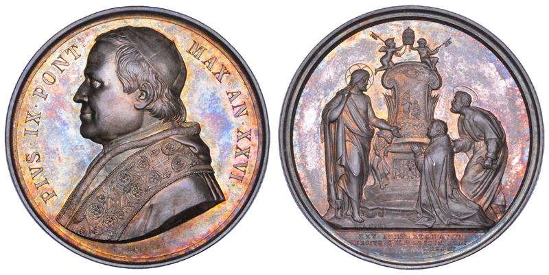 STATO PONTIFICIO. PIO IX (Giovanni Maria Mastai Ferretti), 1846-1878. Medaglia annuale in argento 1871/A. XXVI.  - Auction Numismatics - Cambi Casa d'Aste