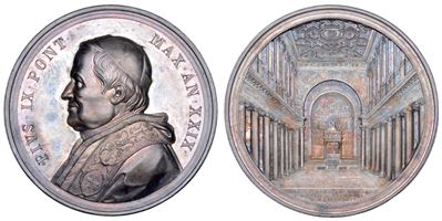 PIO IX (Giovanni Maria Mastai Ferretti), Medaglia annuale in argento 1874 - Lavori di restauro de...
