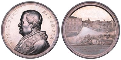 PIO IX (Giovanni Maria Mastai Ferretti), Medaglia annuale in argento 1875 - Costruzione del nuovo...