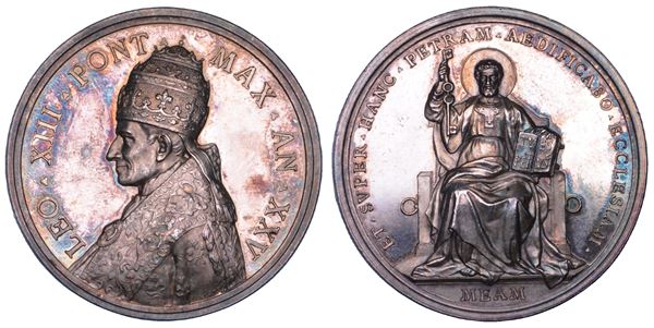 ROMA. LEONE XIII (Vincenzo Gioacchino Luigi Pecci), 1878-1903. Medaglia annuale in argento 1902/ A. XXV. Anniversario del venticinquesimo anno di pontificato.