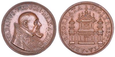URBANO VIII (Maffeo Barberini), Medaglia annuale in bronzo A. XIII (1636) - Riedificazione della ...