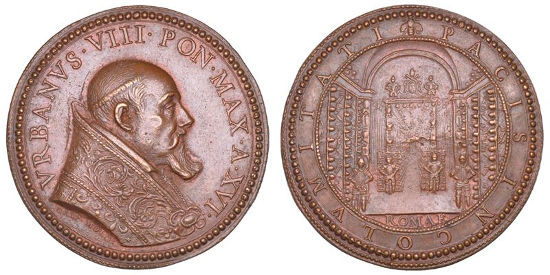 STATO PONTIFICIO. URBANO VIII (Maffeo Barberini), 1623-1644. Medaglia annuale in bronzo (1638)/A.XVI.  Nuova Armeria Vaticana.  - Auction Numismatics - Cambi Casa d'Aste